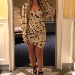 Long sleeve sized medium ruched tan dress
